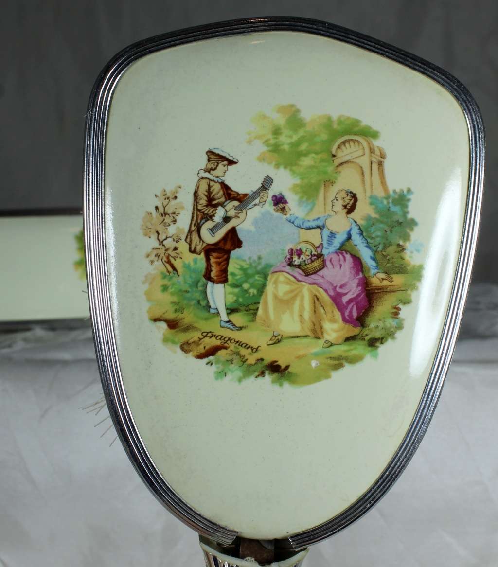 Pair of Vintage Brushes with Victorian Scene - Low Price!! - Bid Now!!!