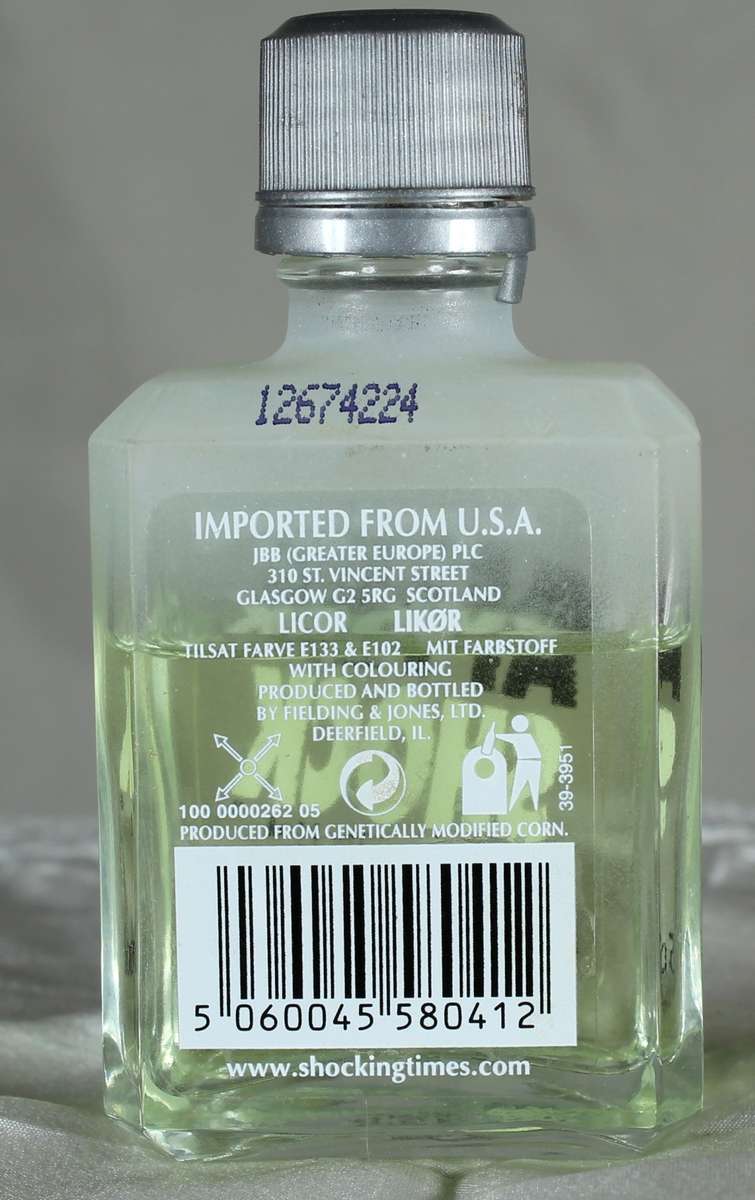 Mini liquor bottle - After Shock - green