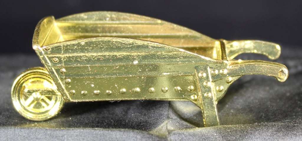 Miniature brass wheelbarrow