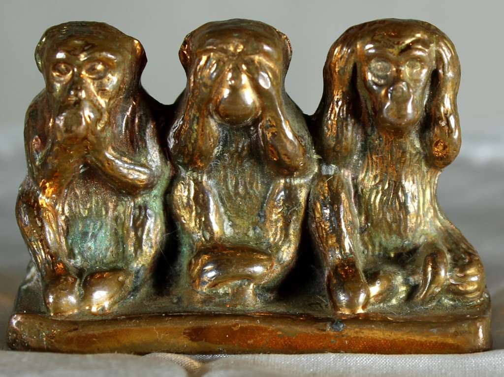 Miniature Copper Hear, See, Speak No Evil - BID NOW!!!