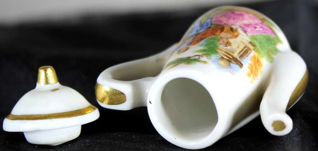 Limoge Coffee Kettle with Victorian Scene - BID NOW!!!