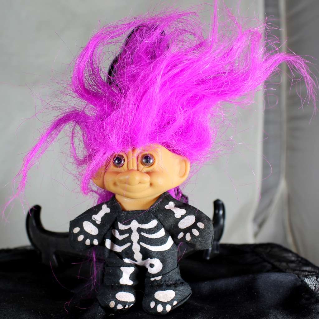 Troll with Pink Hair in Skeleton Suit - BID NOW!!!