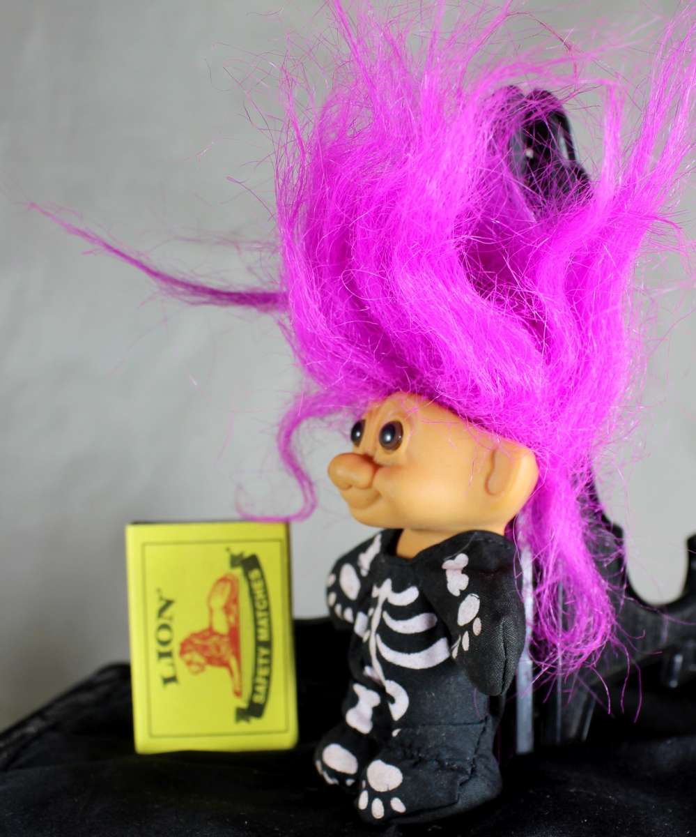 Troll with Pink Hair in Skeleton Suit - BID NOW!!!