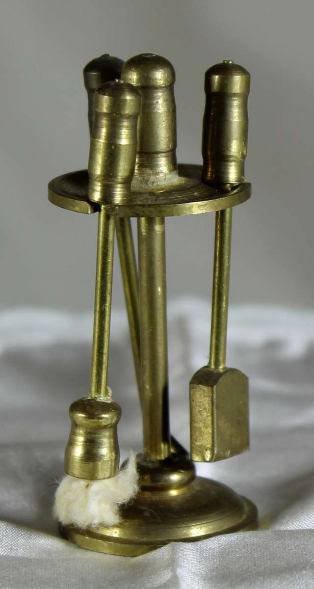 Vintage Miniature Brass Fireplace Tool Set - BID NOW!!!