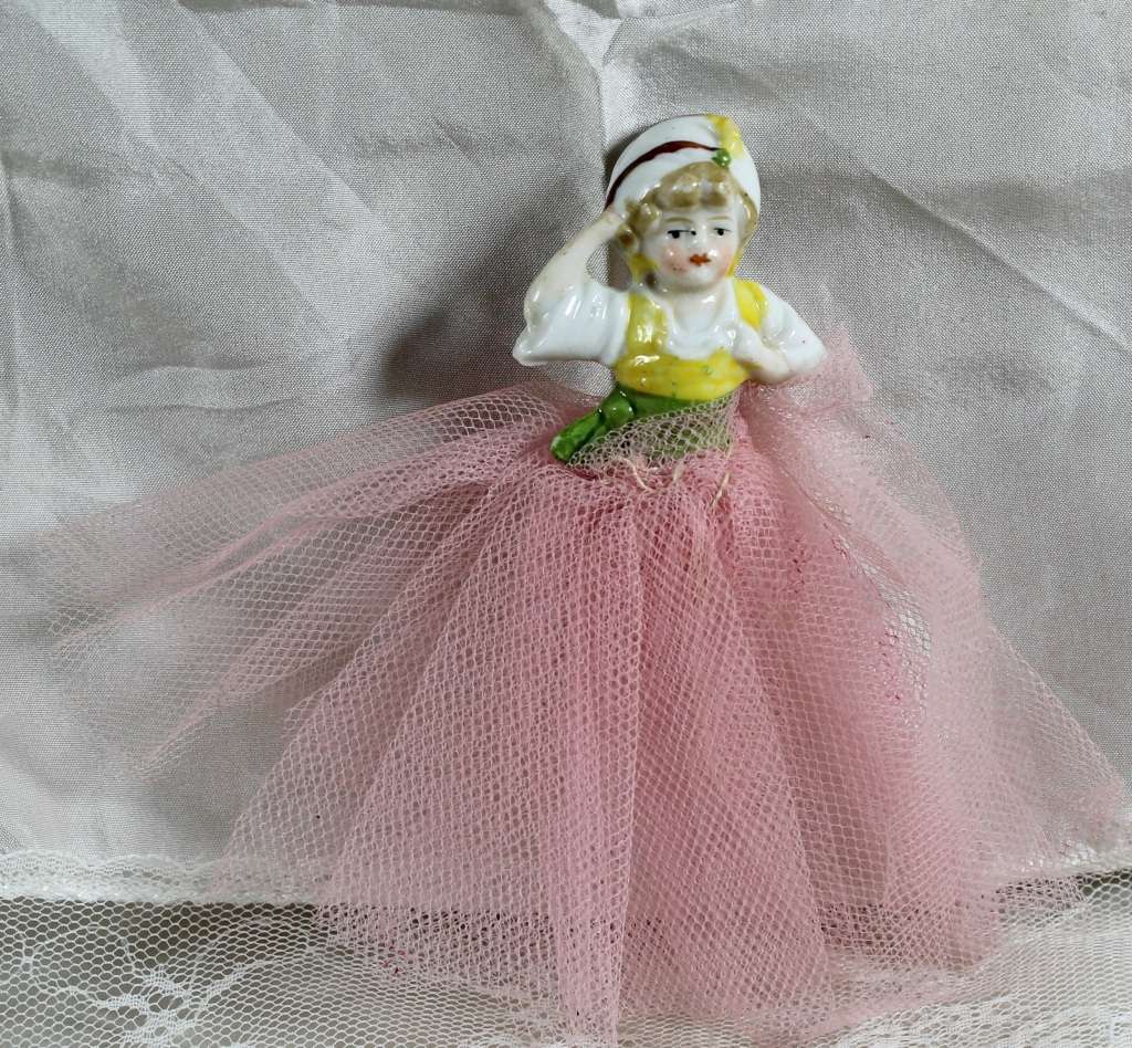 Half Doll with Pink Net Skirt - BID NOW!!!