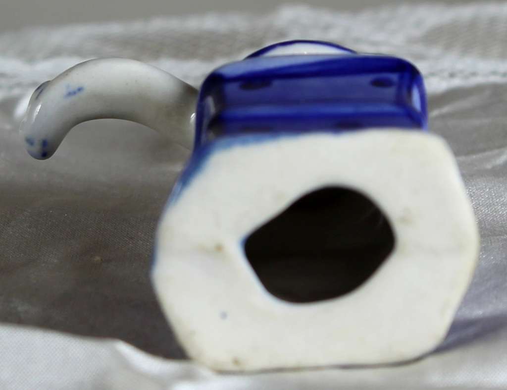 Vintage Miniature Ceramic Coffee Grinder - Blue and White - BID NOW!!!