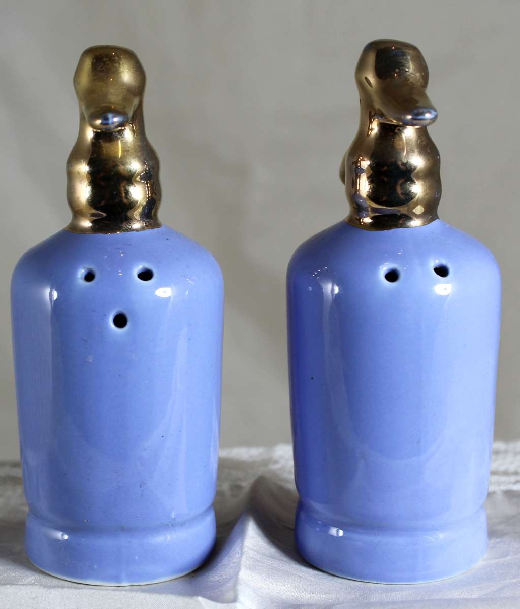 Vintage ceramic novelty seltzer bottles salt & pepper