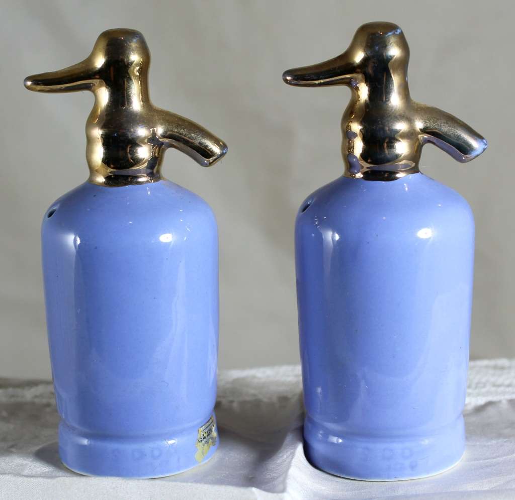 Vintage ceramic novelty seltzer bottles salt & pepper