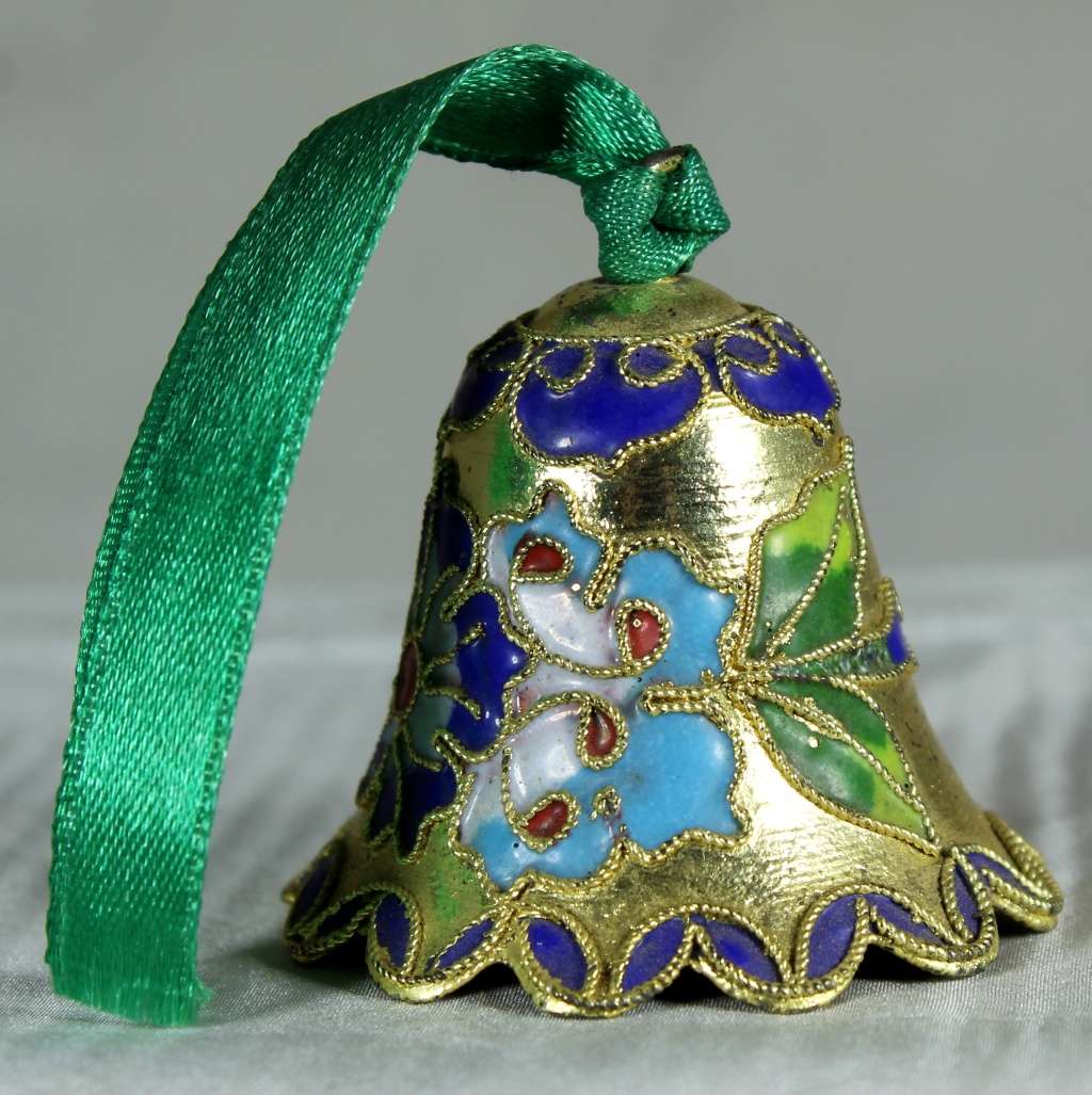 Vintage Cloisonne Enamel Christmas Bell with Clapper - BID NOW!!!