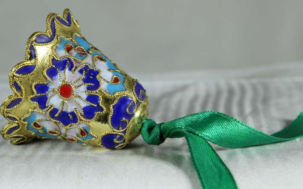 Vintage Cloisonne Enamel Christmas Bell with Clapper - BID NOW!!!