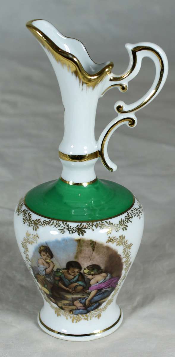 Vintage Limoge Porcelain Vase - Victorian Scene - Hand-painted with Golden Trim - BID NOW!!!