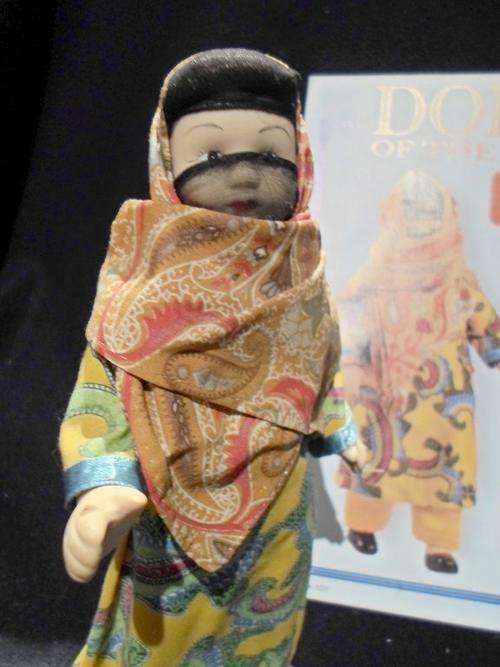 DOLLS of the World - Yemen - Genuine Porcelain Doll - Complete with stand and guide book!!