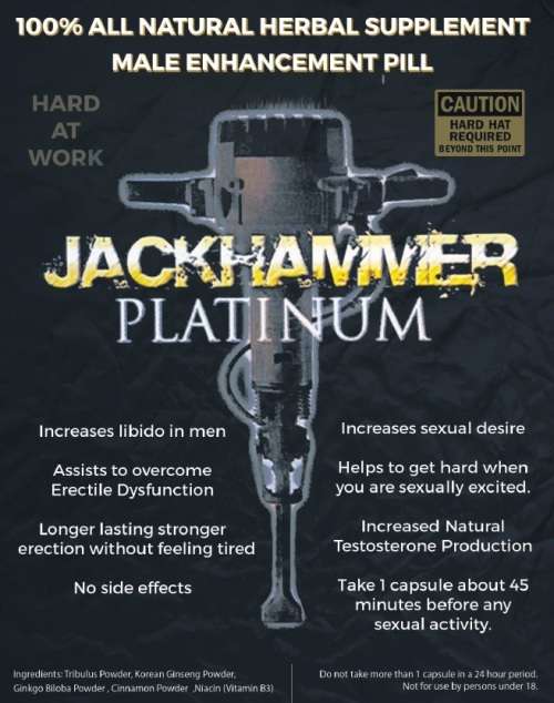 JackHammer Platinum Male Enhancement Pill | Box of 24 Capsules | NO SIDE EFFECTS