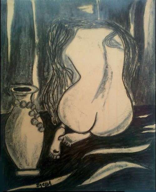 Sacha, "Self Portrait" (mourning the death of artist Pieter "Piger" Potgieter), 20cm x 15cm