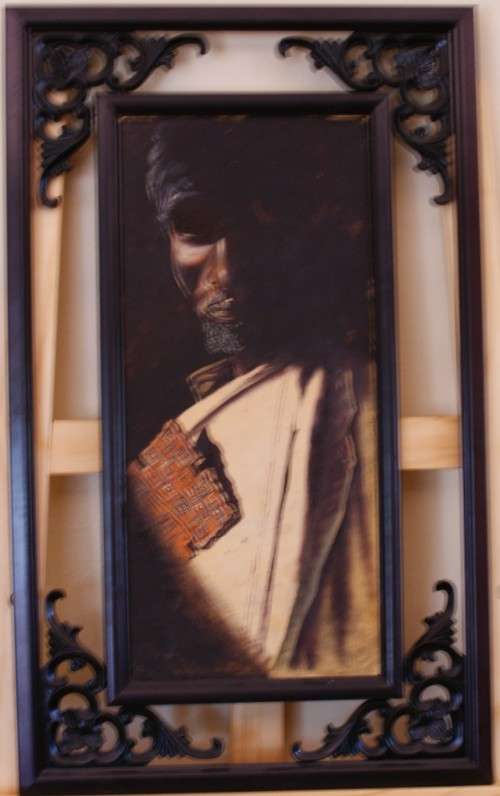 X 2 (TWO) Ethiopian Artworks framed, `Priest` and `Young Girl`