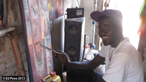 Fakebba Minteh (Faminteh) Gambian artist, Signed, "Mother & Child", Oil on Canvas, 70cm x 88cm