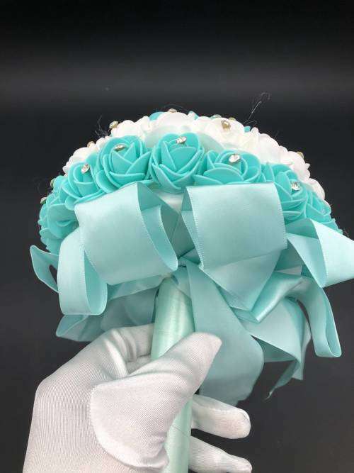PE/silk Bridal Bouquets Tiffany blue 20cm