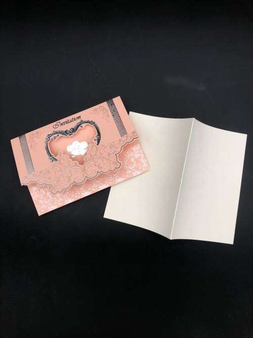 heart shape wedding invitation card set pink