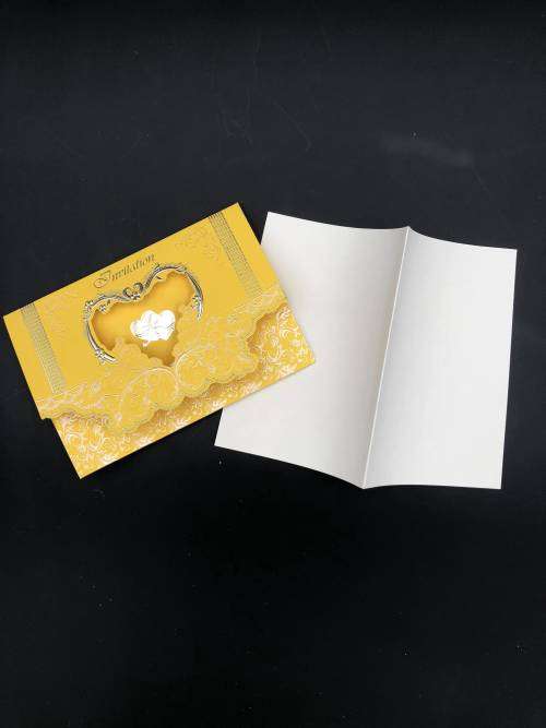 heart shape wedding invitation card set golden