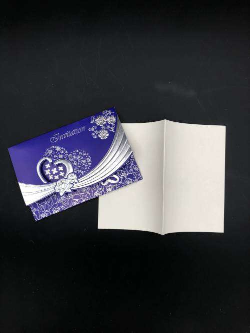 silver wedding invitation card set blue