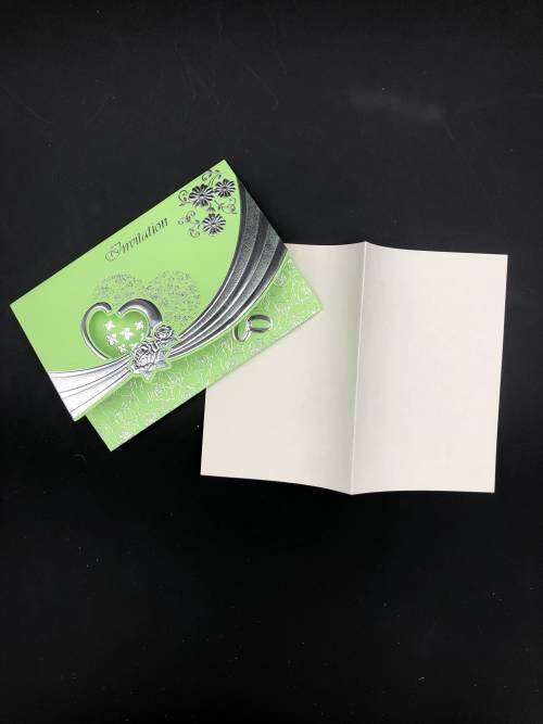 silver wedding invitation card set green