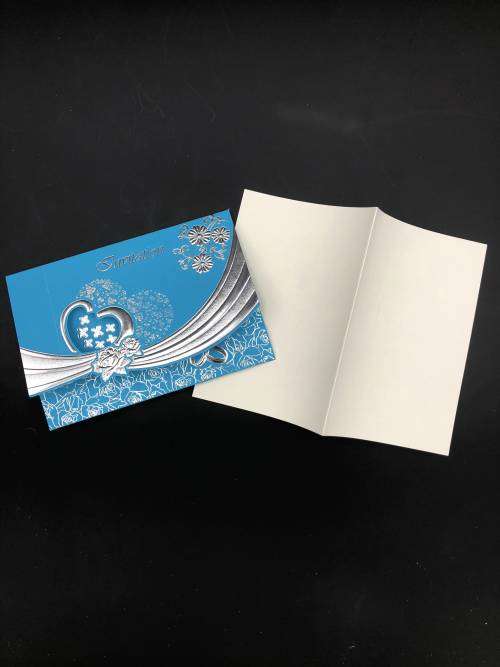 silver wedding invitation card set sky blue