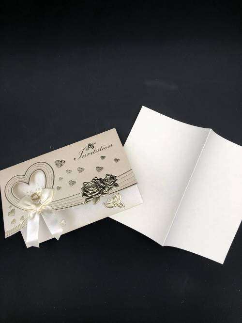 long wedding invitation card set light golden