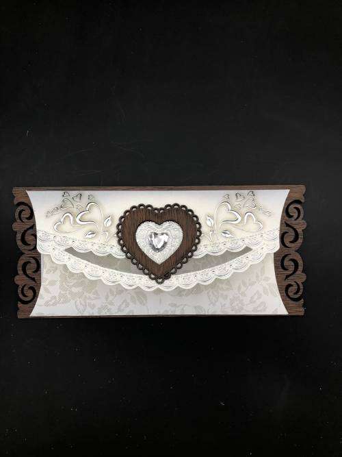 wooden wedding invitation card with diamond