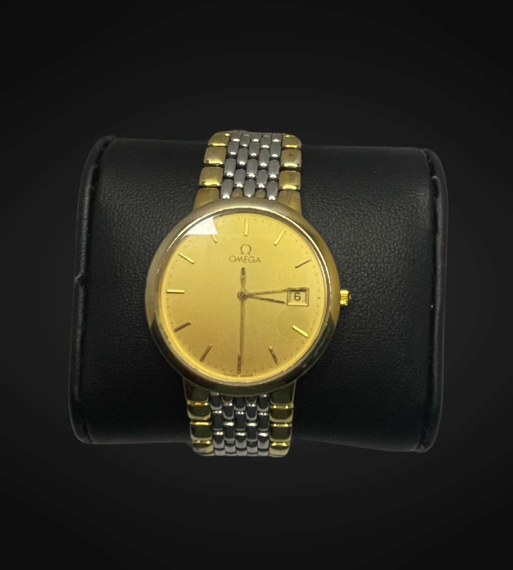 Omega DeVille Quartz 33mm Men's Gold Dial Swiss Made Vintage Watch - Working