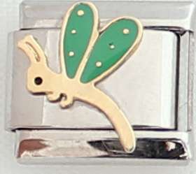 Italian charms (Fits Nomination) - Green Dragonfly