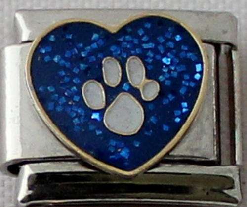 *CHRISTMAS SPECIAL* -Italian charms - Paw on Blue Heart (Fits Nomination)