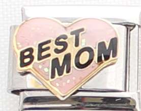 Italian charms - Best Mom on Pink Heart (Fits Nomination)