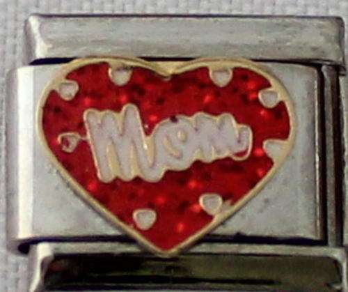 Italian charms (Fits Nomination) - Mom White Hearts