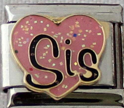 Italian charms - Sis Pink Heart (Fits Nomination)
