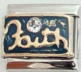 Italian charms (Fits Nomination) - Faith with stone