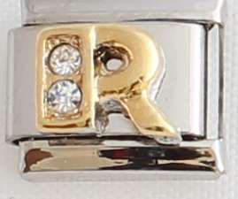 *SPECIAL* Italian charms - CZ Letter R (Fits Nomination)