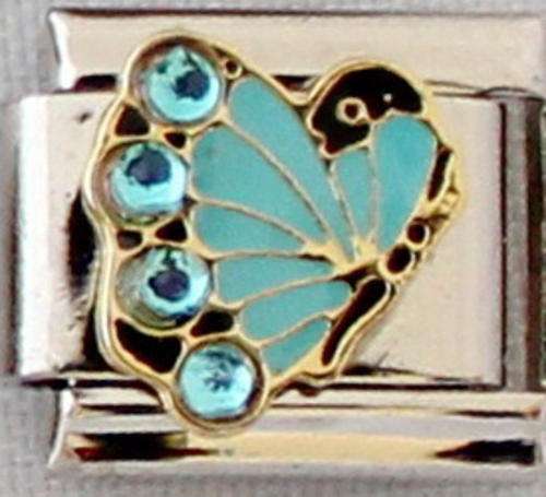Italian charms (Fits Nomination) - Blue butterfly stones