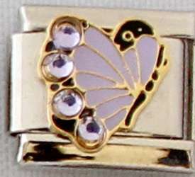 Italian charms (Fits Nomination) - Purple butterfly with stones