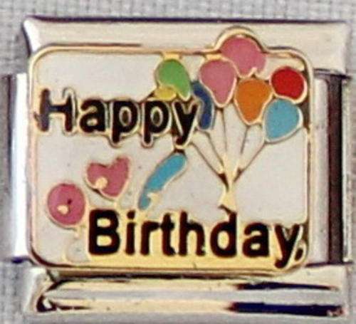 Italian charms (Fits Nomination) - Happy Birthday with balloons