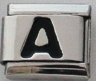 Italian charms - Black Letter A (Fits Nomination)