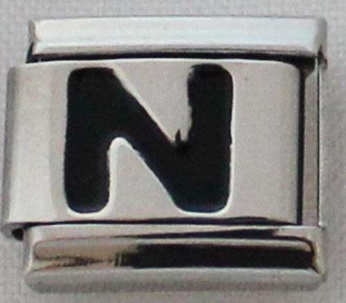 **Christmas Special** Italian charms - Black Letter N (Fits Nomination)