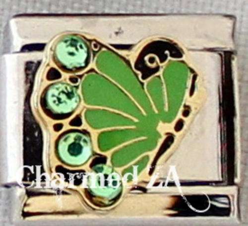 Italian charms - Green butterfly with stones (Fits Nomination)