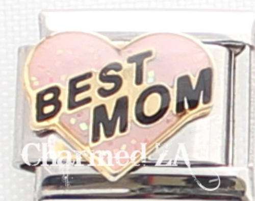 Italian charms - Best Mom on Pink Heart (Fits Nomination)