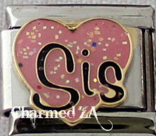 **Christmas Special - Italian charms - Sis Pink Heart (Fits Nomination)