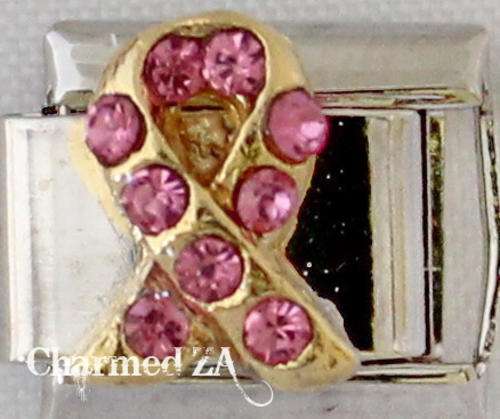 *September SPECIAL* Italian charms - CZ Pink Ribbon (Fits Nomination)