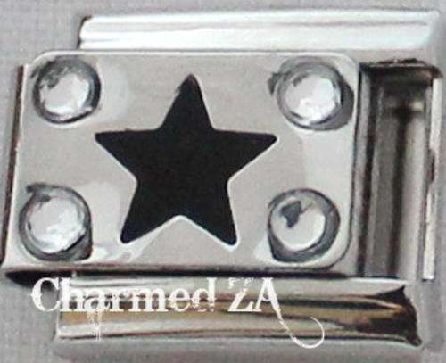 Italian charms - Black Star w/Stones (Fits Nomination)