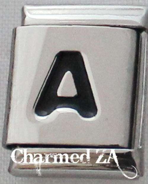 13mm Black Letter A (Only fits 13mm Bracelet)