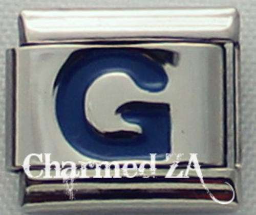 Italian charms - Blue Letter G (Fits Nomination)