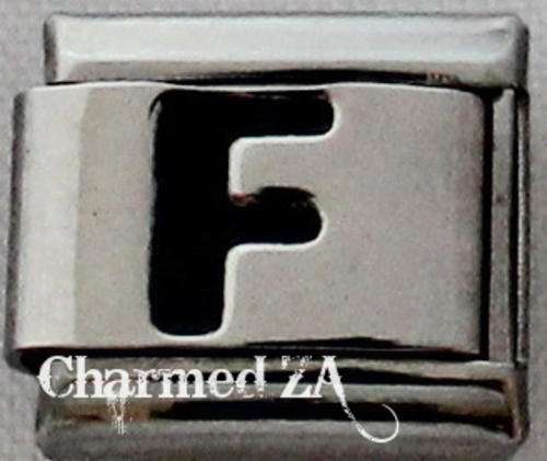 Italian charms - Black Letter F (Fits Nomination)