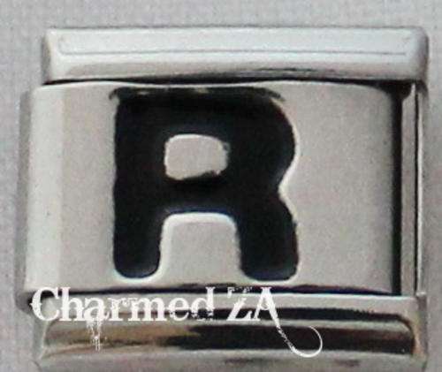 Italian charms - Black Letter R (Fits Nomination)